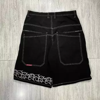 RogueWave Американские Ретро Джинсовые Шорты с Наклонными Боковыми Карманами Летние Y2k Трендовые Свободные Уличные Хип-хоп Баскетбольные Джинсовые Шорты M