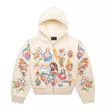 RogueWave Американский Ретро Худи для Мужчин и Женщин Парные Модели Череп Ленивый Ветер Принт Худи с Длинным Рукавом на Молнии S бежевый