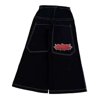 RogueWave Харадзюку Готическая Мода Y2K Мешковатые Джинсы Винтажные Вышитые Джинсы Высокого Качества Мужские Женские Хип-Хоп Уличная Одежда Повседневные Джинсы Широкие Штанины M