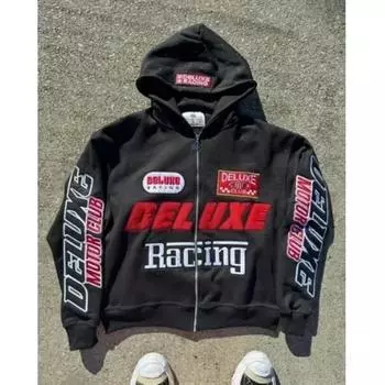 RogueWave Харадзюку Новая мода Y2K Вышивка нашивкой-звездой Худи оверсайз Хип-хоп Свободное Повседневное Спортивное Худи Уличная одежда S