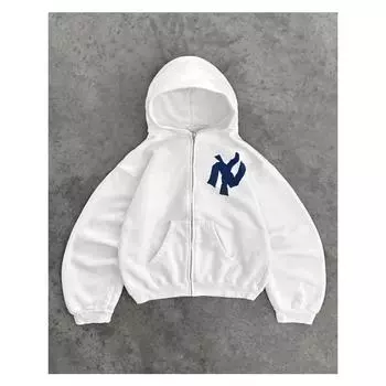 RogueWave Харадзюку Ретро Новая Печать Цветок Раскрывающийся Свитер Толстовка с Капюшоном Y2K Уличный Хип-Хоп Повседневный Свободный Свитшот Топ для Пары S