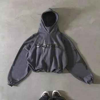 RogueWave Хип-хоп Уличная Пара Толстовка Принт Толстовка с Капюшоном Свободная Повседневная Худи Прилив Мужская Женская Одежда S серый