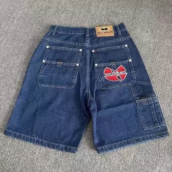 RogueWave Прямые Шорты Повседневные Американский Ретро Вышивка Хип-хоп Уличные Джинсы Уличная Одежда S