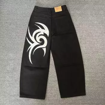 RogueWave Уличный хип-хоп Черные широкие брюки Мода Уличная одежда XS чёрный