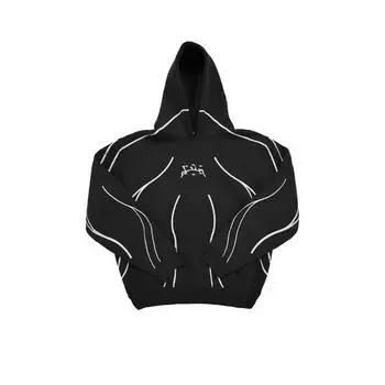 RogueWave Винтажная выстиранная толстовка на молнии Куртка Y2K Рок Хип-хоп Пэчворк Оверсайз Худи Толстовка Топы с длинным рукавом S