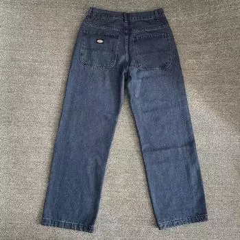 RogueWave Y2K Джинсы Джинсы для мужчин Уличная одежда Вышивка Деним Повседневные Джинсовые брюки мужская одежда 28 синий