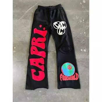 RogueWave Y2k Спортивные штаны с высокой талией Готические Ретро Брюки с надписью Мужские Свободные Повседневные Универсальные Широкие брюки Женские S красный