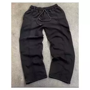 RogueWave Y2k Уличные Повседневные Брюки Повседневные Брюки Хип-Хоп Винтаж Уличная Одежда Рэп Одежда для Уличных Танцев Брюки Тренд Оверсайз M чёрный