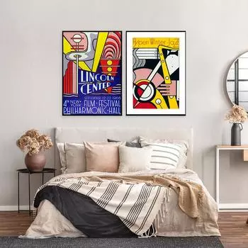 Рой Лихтенштейн, Линкольн-центр, холст, картина, осина, зимний джазовый постер, Нью-йоркский кинофестиваль, принты, фотографии, декор для выставки 21x30cm No Framed белый