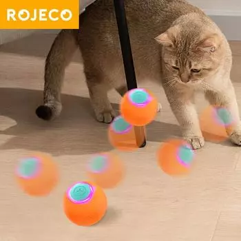 ROJECO Умные игрушки для домашних животных Прыгающий мяч для кошек Автоматический катящийся мяч Интерактивное обучение Самодвижущиеся электрические игрушки Аксессуары для домашних животных