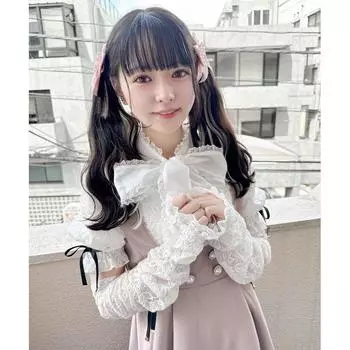 Rojita Elegant Lace Pure Color Bows Oversleeve Shirt Detachable Puff Sleeve Shirt 1311569 White Sleeve Shirt S