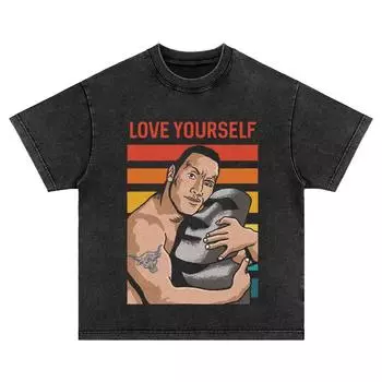 Рок Джонсон Веселая Ретро Американская Тяжелая Стирка Сделать Старым Хлопок Свободная Футболка с Длинным Коротким Рукавом Мужская и Женская Толстовка Футболка S