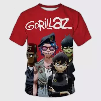 Рок-группа Gorillaz с 3D принтом для мужчин и женщин, повседневные модные футболки с круглым вырезом, детские топы с короткими рукавами, летняя одежда унисекс большого размера S
