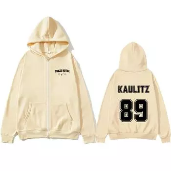 Рок-группа Tokio Hotel Kaulitz Толстовки на молнии Женская одежда Осень-зима Толстовки с капюшоном на молнии Повседневная винтажная куртка с капюшоном S