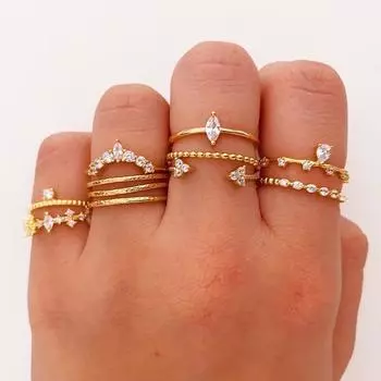 Рок-металлический геометрический круглый набор колец в стиле панк с открытым указательным пальцем, аксессуары с пряжкой, хвостовое кольцо, женские украшения золотой