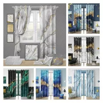 Рок-мраморный принт, роскошные золотые простые оконные шторы, жалюзи для гостиной, детской спальни, ванной комнаты, кухни, двери, домашний декор W65X60H(cm)X2Pcs&Hook