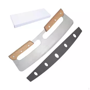 Рокер для пиццы с деревянной ручкой Ручной слайсер из нержавеющей стали Двойной Double Wooden Handle