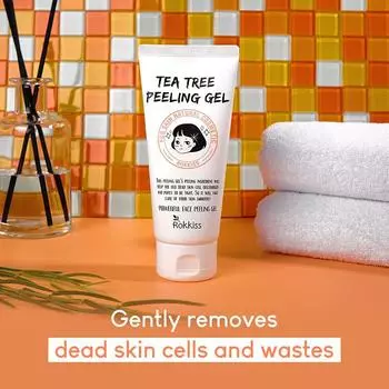 Rokkiss Гель-пилинг Tea Tree Peeling Gel 120 мл, Глубокое очищение, Корейская косметика, Kbeauty, пробник
