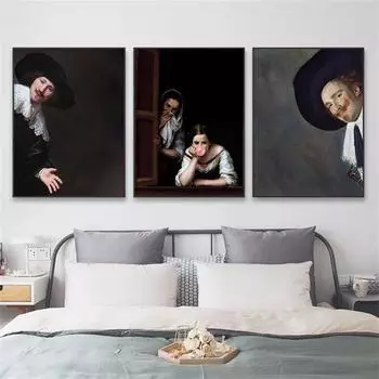 Рококо Винтаж Классическая Картина Маслом Принт Барокко Плакат Портрет Девушки В Окне Жвачка Искусство Холст Картины Декор 21cm30cm NoFrame