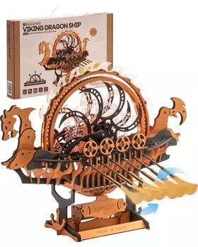 ROKR 3D Puzzle Деревянный набор для моделирования лодок-драконов Динамическая подвижная модель Светодиодная сборка Craft 3D Деревянный набор для самостоятельного изготовления пазлов Взрослые и ученики старших классов Время