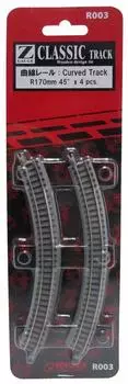 Rokuhan Z gauge R003 изогнутый рельс R170 мм 45°