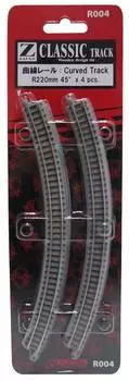 Rokuhan Z gauge R004 изогнутый рельс R220 мм 45°