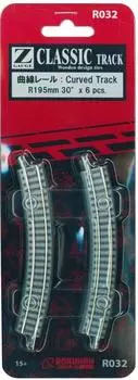 Rokuhan Z gauge R032 изогнутый рельс R195-30° (6 шт.)