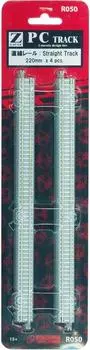 Rokuhan Z Gauge R050 PC Track Прямой рельс 220 мм (4 шт)