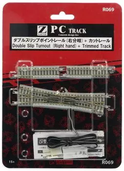 Rokuhan Z gauge R069 рельс с двойной точкой скольжения, разрезанный рельс (правая ветвь) +