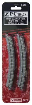 Rokuhan Z Gauge R076 PC Track Canted Rail R270-30° (6 pieces)