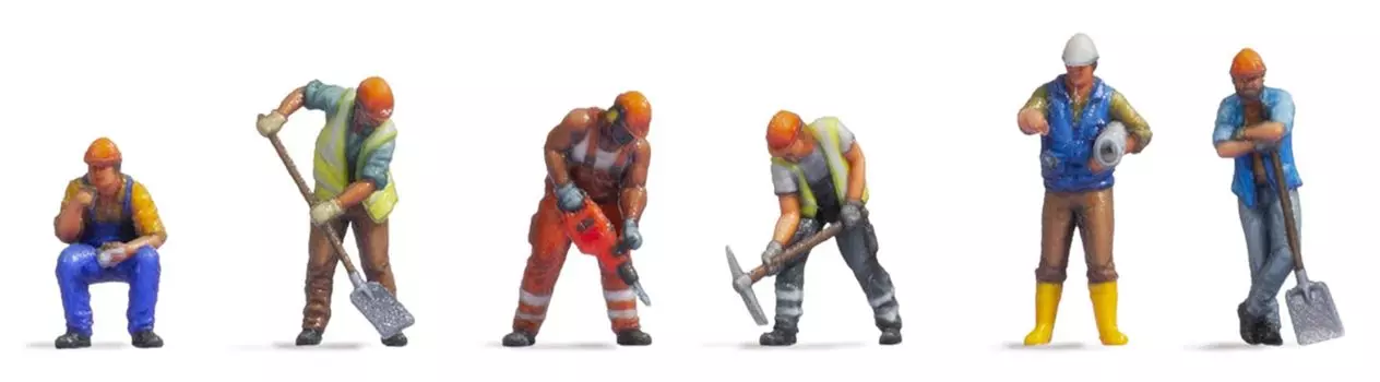 Rokuhan Z Gauge Scale Tiny Figure Construction Worker S201 Diorama Supplies 1/220