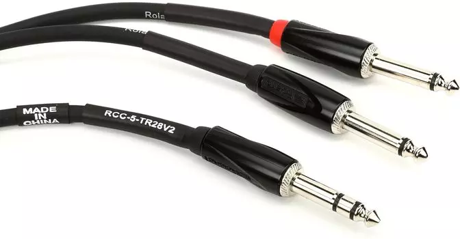 Roland 5-футовый межблочный кабель RCC-5-TR28V2 / 1,5 м, 1/4 TRS(мужчина)-Двойной 1/4