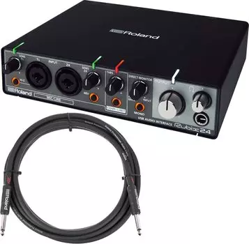Roland Rubix24 shock desktop XLR monitor headphones / [Start set] Microphone, windscreen, mount, stand, cable,
