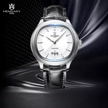ROLENDO новые роскошные мужские часы с коробкой, водонепроницаемые автоматические мужские часы 50 м белый