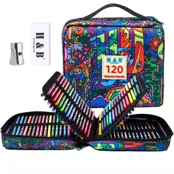 Roleness Colored 120 цветных раскрасок для детей и цветные карандаши Мягкий чехол для хранения цветных карандашей В комплекте карандаши, цвета, масляные карандаши,