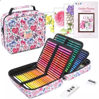 Roleness Colored 120 цветных раскрасок для детей и цветных карандашей Мягкие карандаши для раскрашивания Включает в себя мешочек для хранения карандашей, цветов, на масляной основе