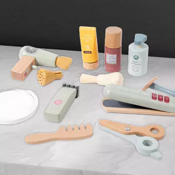 Ролевые игры Игрушечный набор для салона красоты Кукольный домик Забавные деревянные аксессуары для переодевания