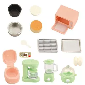 Ролевые игры кукольный домик кухонные принадлежности яйцеварка мини микроволновая печь детская игрушка 1set