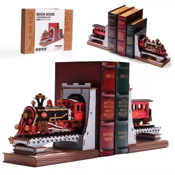 Rolife 3D пазл Паровоз 3D деревянная головоломка игрушка поддержка книги книжный уголок украшение интерьера книжная полка вход атмосфера создание набор для творчества