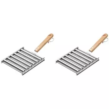 Ролик для хот-догов с деревянной ручкой, гриль из нержавеющей стали, аксессуары для гриля (M)