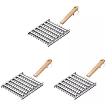 Ролик для хот-догов с деревянной ручкой, гриль из нержавеющей стали, аксессуары для гриля (M)