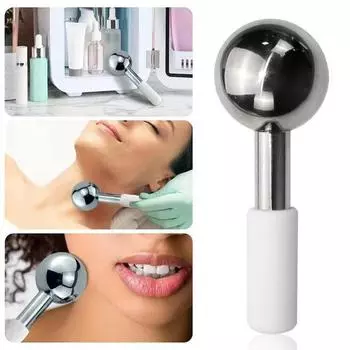 Ролик для льда из нержавеющей стали уменьшает тонкие линии, отечность, усталость, удобный дизайн, красивый ледяной шар для молодой кожи белый
