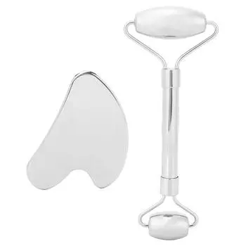 Ролик для лица из нержавеющей стали, инструмент Гуа Ша, роликовый массажер для кожи лица, скребковая доска