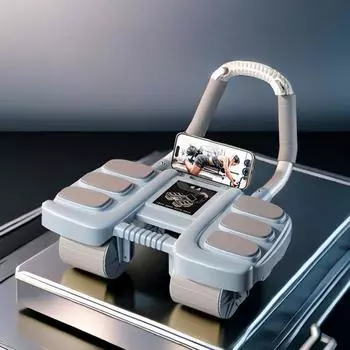 Ролик для пресса с автоматической поддержкой локтя для мужчин и женщин, 4-колесный тренажер для пресса, фитнес-оборудование синий