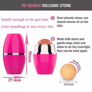 Ролик для впитывания масла для лица, вулканический камень, средство для удаления пятен, мини-фиаскальный блестящий артефакт для удаления пор и масла