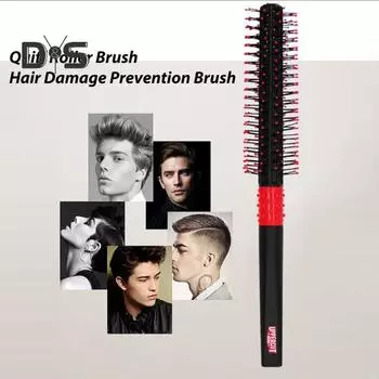 Ролик для завивки, круглая щетка с шариковым наконечником, щетина, нескользящая ручка, сушка феном, короткая расческа для укладки волос, мужской и женский парикмахерский инструмент чёрный