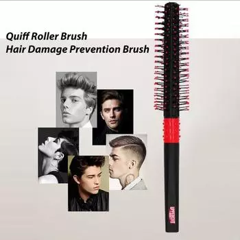 Ролик для завивки, круглая щетка с шариковым наконечником, щетина, нескользящая ручка, сушка феном, короткая расческа для укладки волос, мужской и женский парикмахерский инструмент чёрный