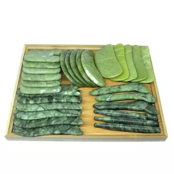 Ролик из зеленого камня для похудения, массажер для лица, лифтинговый инструмент, массажный ролик для лица из натурального камня, массаж кожи, уход за красотой 1 pcs