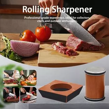 Роликовая точилка для ножей, четырехсторонний алмазный точильный камень 15, 20, 18, 22 градуса, магнитная угловая роликовая заточка кухонных ножей M коричневый