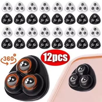 Роликовые роликовые шкивы с вращением на 360°, вращающиеся на роликовых колесах, бесшумные, для мусорного бака, кухонная мелкая бытовая техника 4PCS чёрный